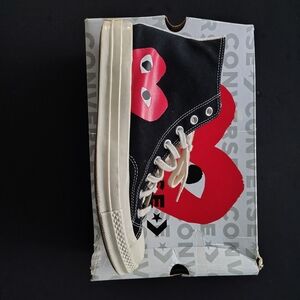 Converse Black High-Top Sneakers with Red Heart